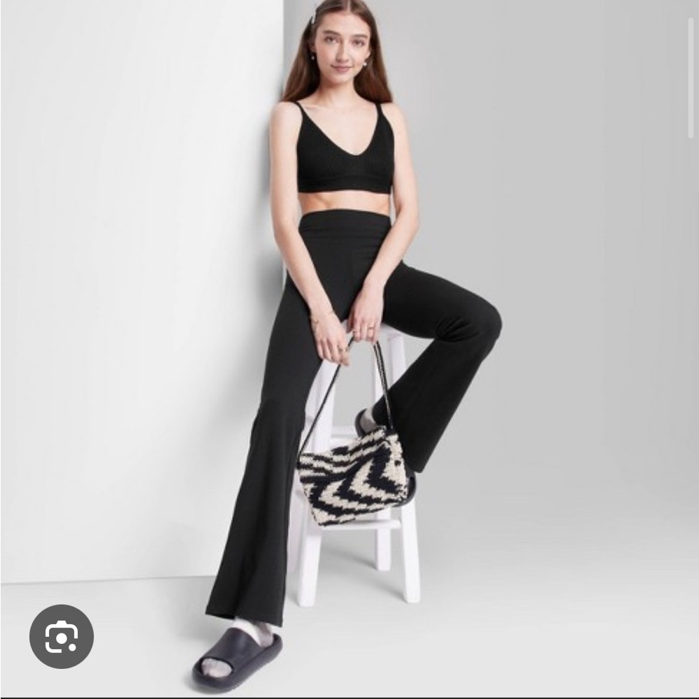 Wild Fable Cotton Black Flare Leggings